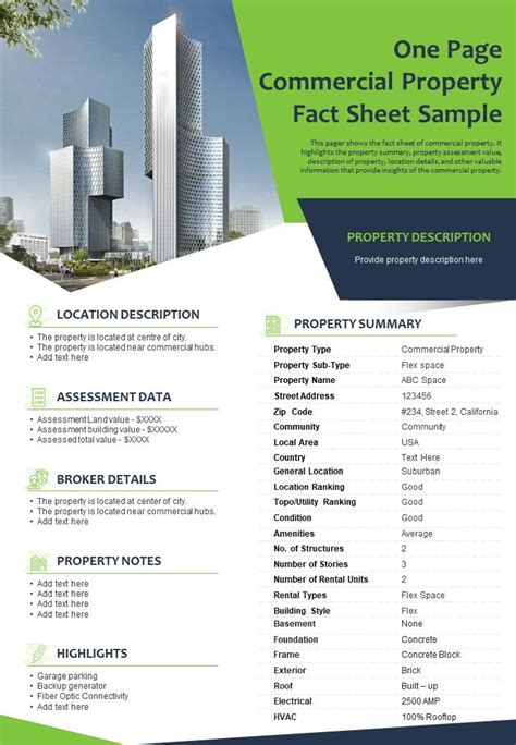 PROPERTY FACT SHEET OVERVIEW 